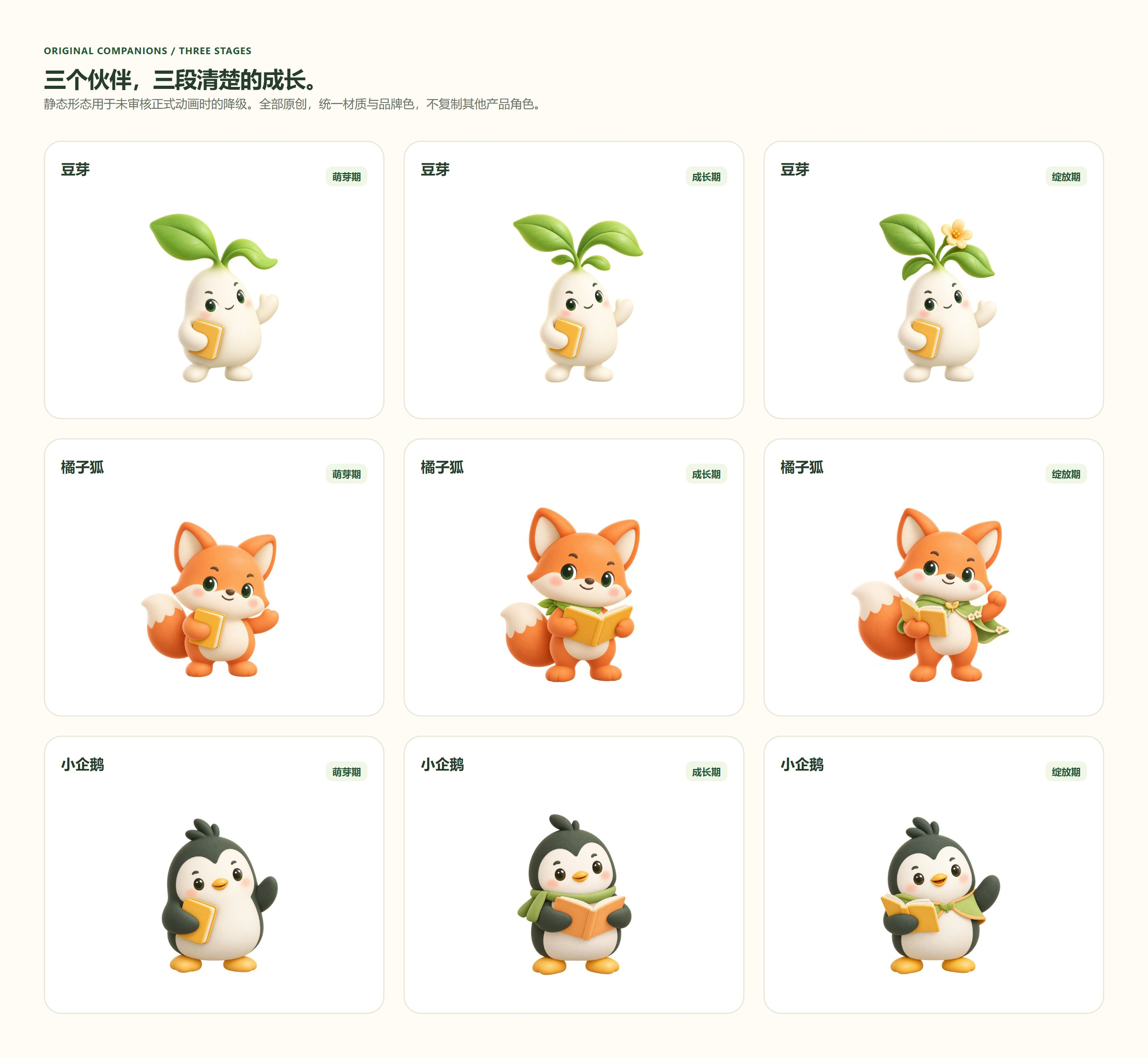 伙伴形态组件 · 3个伙伴 × 3个阶段